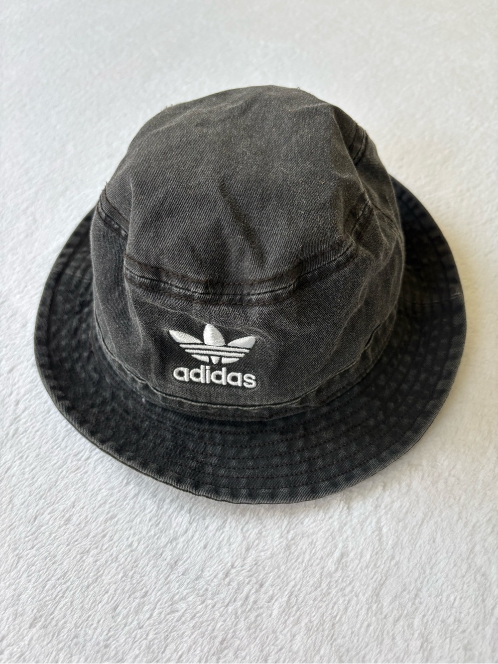 adidas Black Washed Trefoil Bucket Hat
